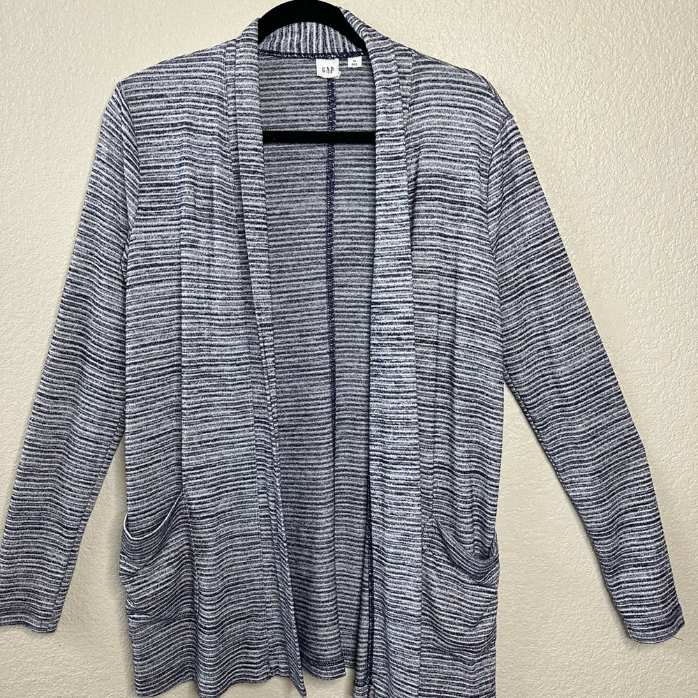 GAP Gray Cardigan Sweater Open-Front Knit C001